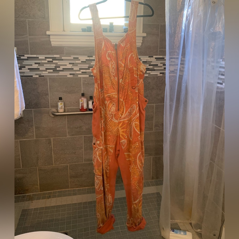 Free people orange overalls. Worn a few times.